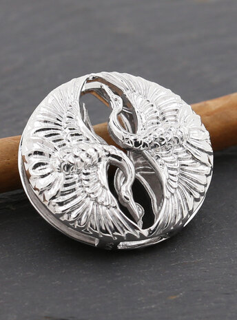 Tanz der Kraniche: Anhänger aus 925er Silber, rhodiniert Variante 2 Tanz der Kraniche: Anhänger aus 925er Silber, rhodiniert Variante 2