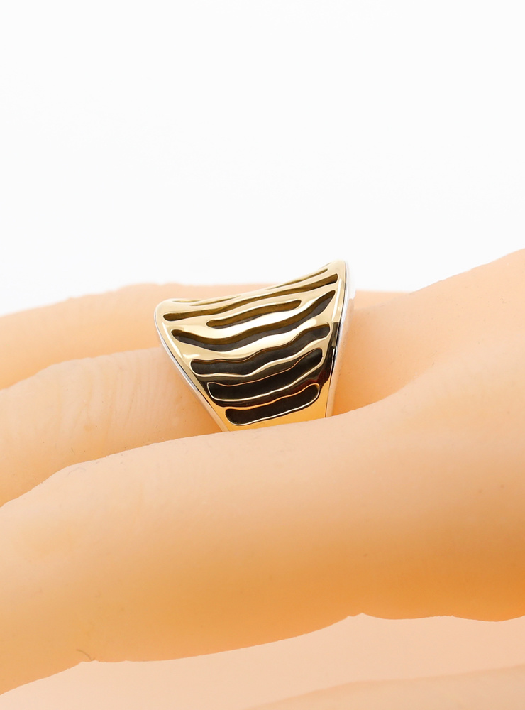 Zebra Ring aus 925er Silber und 750er Gelbgold