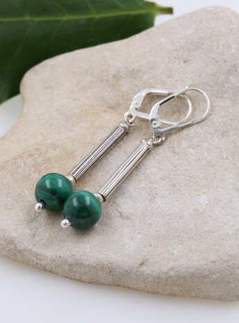 Ohrringe aus Malachit und Silber