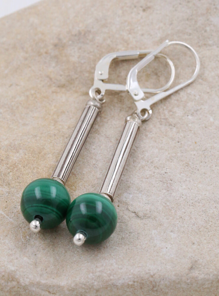 Ohrringe aus Malachit und Silber