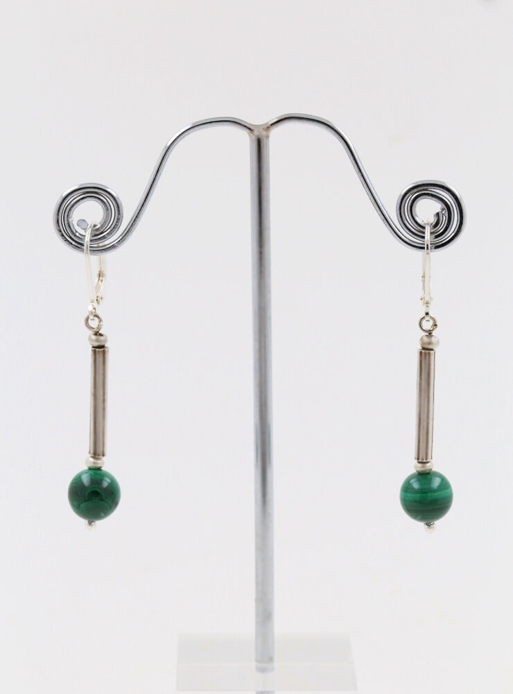 Ohrringe aus Malachit und Silber