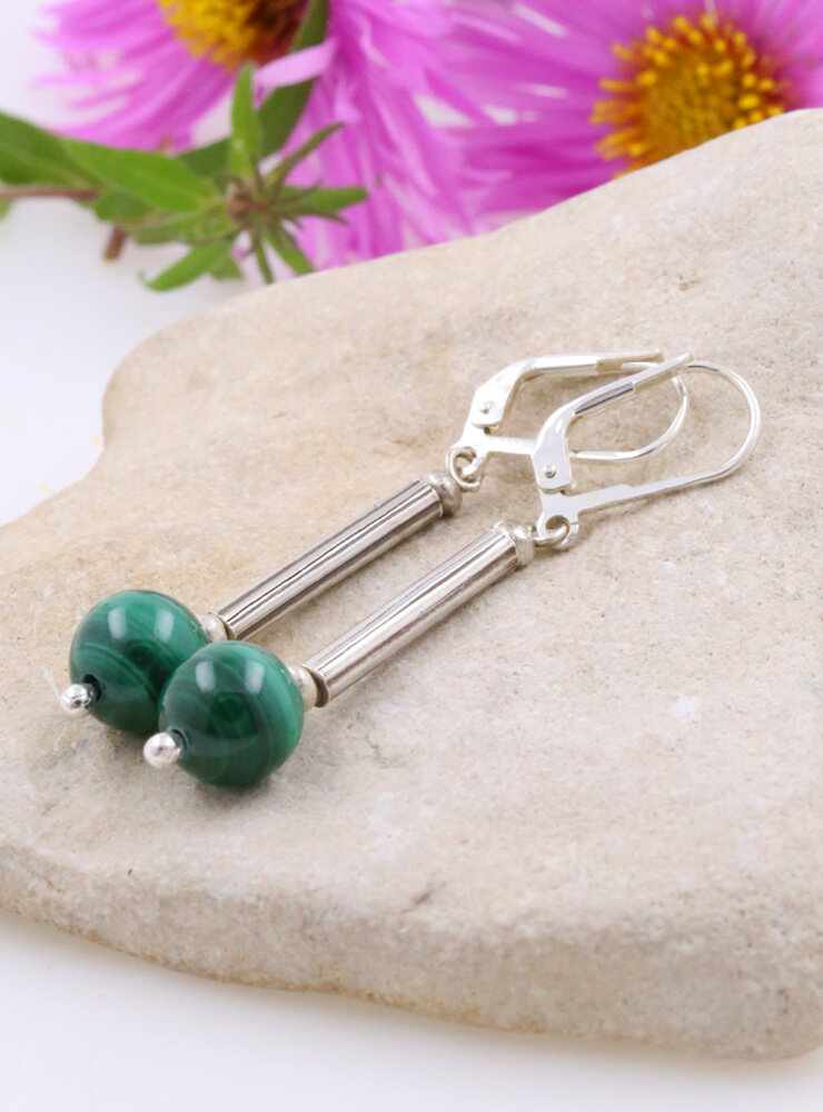 Ohrringe aus Malachit und Silber