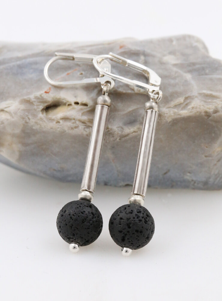 Ohrringe aus Lava und Silber Ohrringe aus Lava und Silber