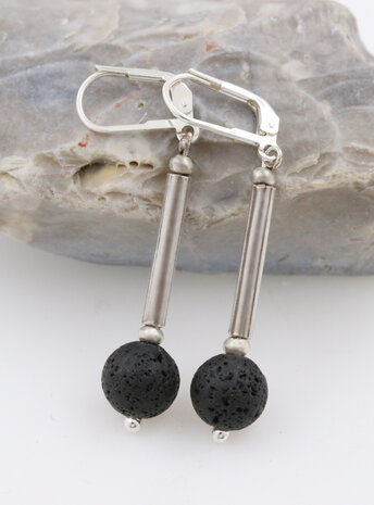 Ohrringe aus Lava und Silber Ohrringe aus Lava und Silber