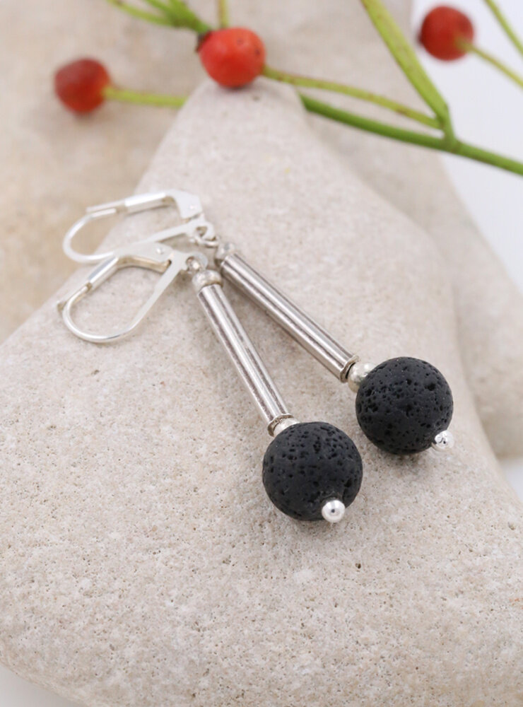 Ohrringe aus Lava und Silber Ohrringe aus Lava und Silber