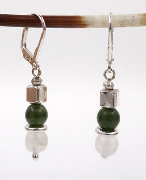Ohrringe Mondstein, Jade, Silber Ohrringe Mondstein, Jade, Silber