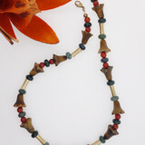 Halskette Tigerauge, Jaspis, Carneol, Messing Halskette Tigerauge, Jaspis, Carneol, Messing