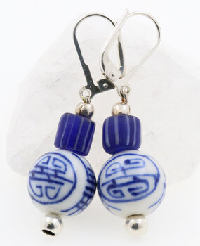 Ohrringe Porzellan, Glas, Silber Ohrringe Porzellan, Glas, Silber