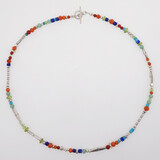 Halskette Silber Farbedelsteine