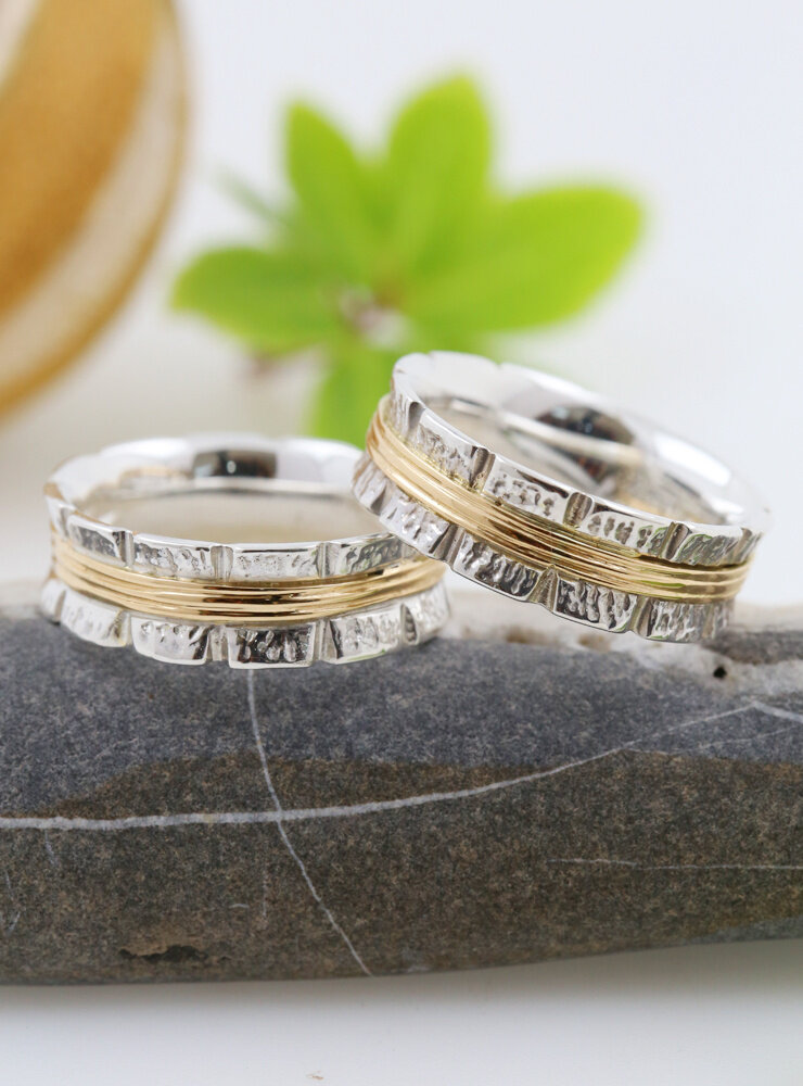 Bond: Ehering aus 925er Silber und 750er Gold