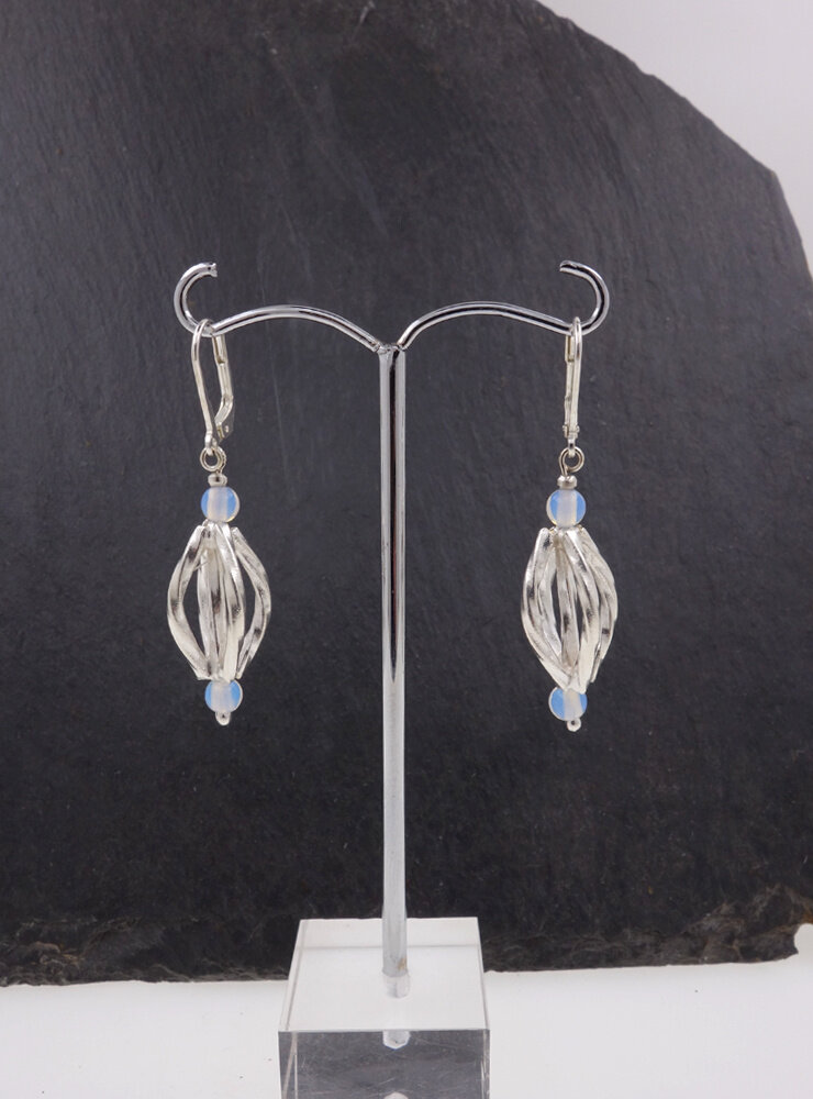 Ohrringe aus Opalglas und 925er Silber