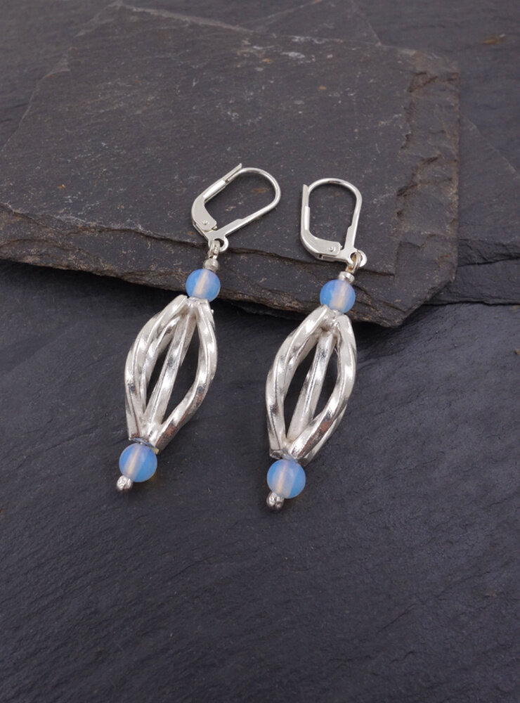 Ohrringe aus Opalglas und 925er Silber