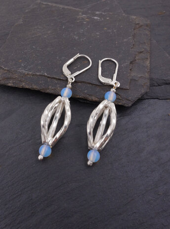 Ohrringe aus Opalglas und 925er Silber