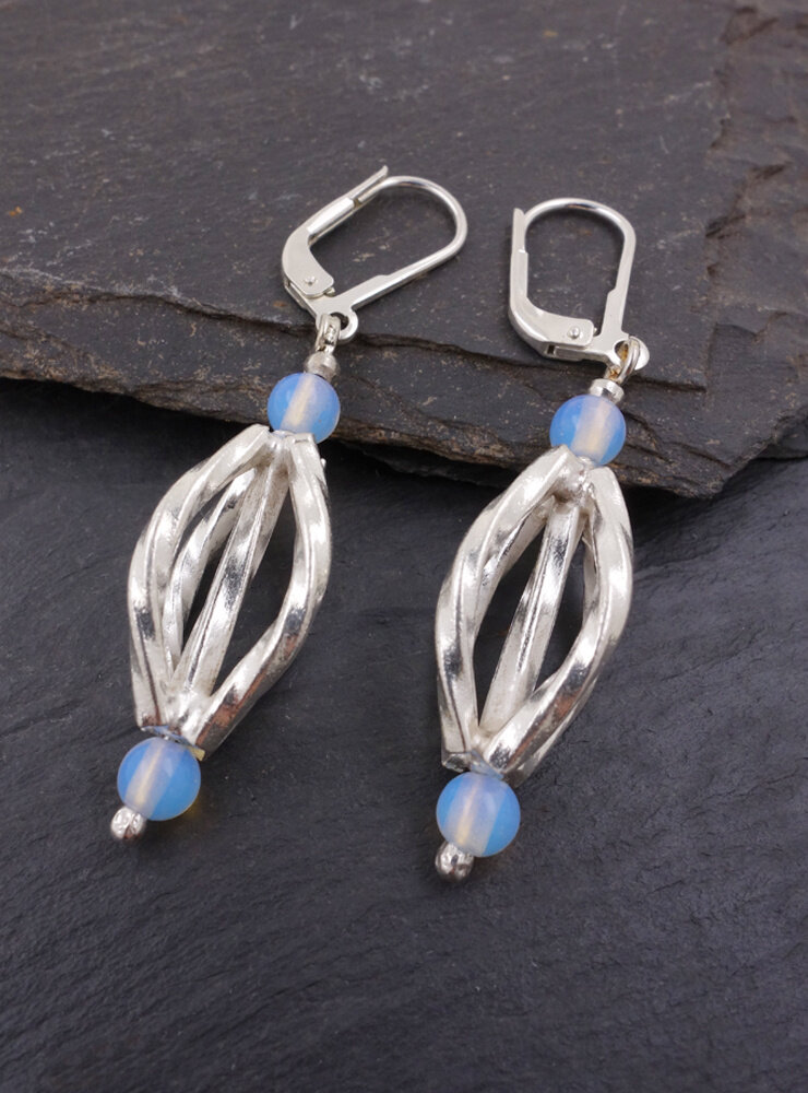 Ohrringe aus Opalglas und 925er Silber