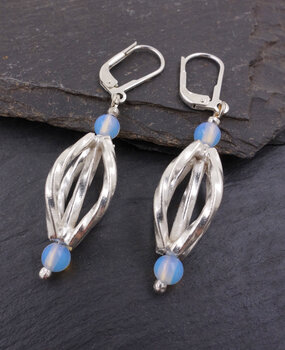 Ohrringe Opalglas Silber