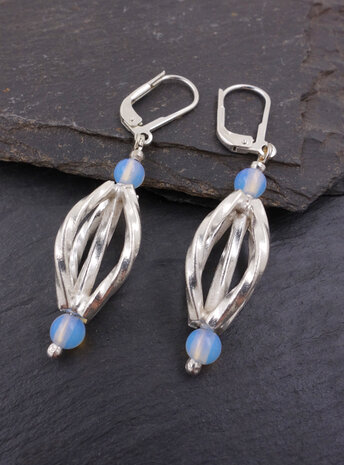 Ohrringe aus Opalglas und 925er Silber