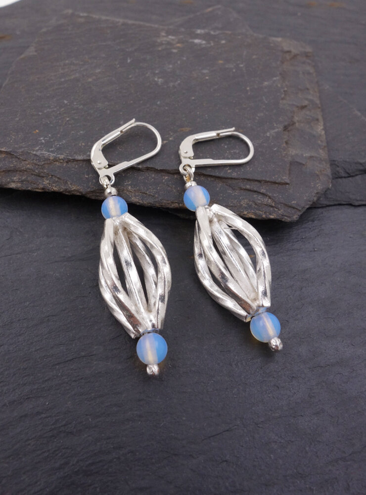 Ohrringe aus Opalglas und 925er Silber