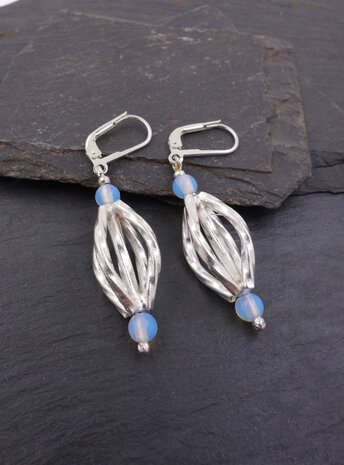 Ohrringe aus Opalglas und 925er Silber