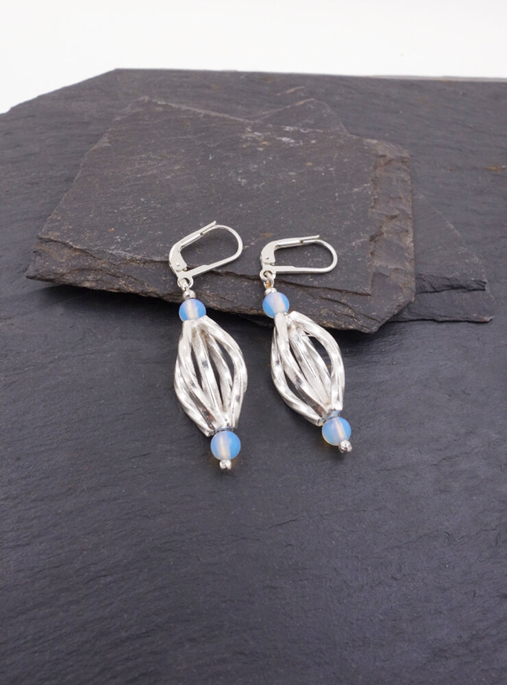 Ohrringe aus Opalglas und 925er Silber