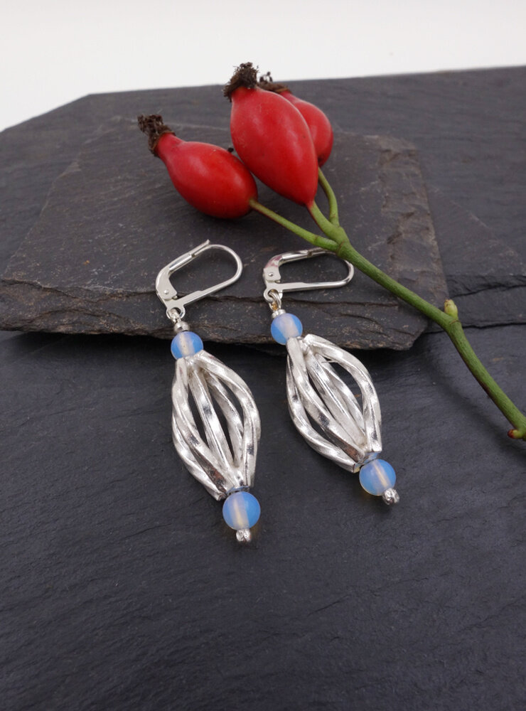 Ohrringe aus Opalglas und 925er Silber