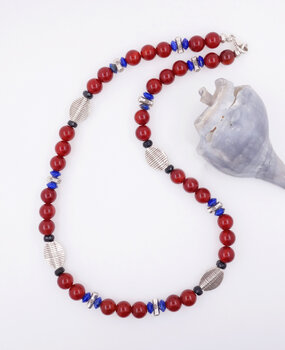 Halskette Carneol Lapislazuli Turmalin Silber Halskette Carneol Lapislazuli Turmalin Silber
