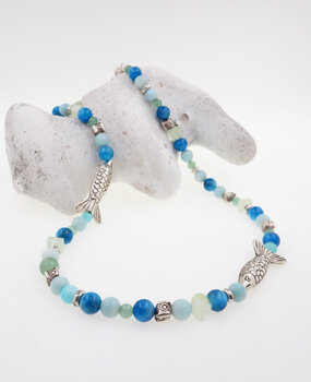 Halskette Apatit Amazonit Aventurin Prehnit Silber Halskette Apatit Amazonit Aventurin Prehnit Silber