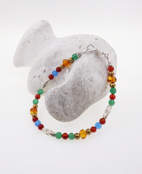 Armband Achat Carneol Aventurin Bernstein Messing Silber Armband Achat Carneol Aventurin Bernstein Messing Silber