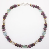 Halskette Rubin Fluorit Labradorit Messing Silber Halskette Rubin Fluorit Labradorit Messing Silber