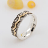 Ehering "Das Leben ist ein Fluss" Bicolor