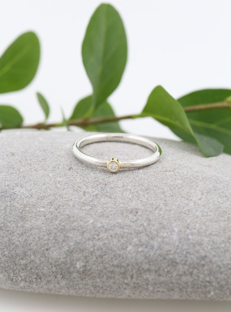 Ringlein 1: Bicolor Ring aus 925er Silber, 750er Gold und Diamant