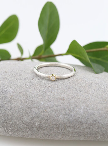 Ringlein 1: Bicolor Ring aus 925er Silber, 750er Gold und Diamant