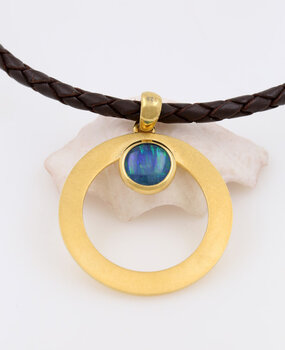 Anhänger Eyecatcher  Silber vergoldet Opaltriplette