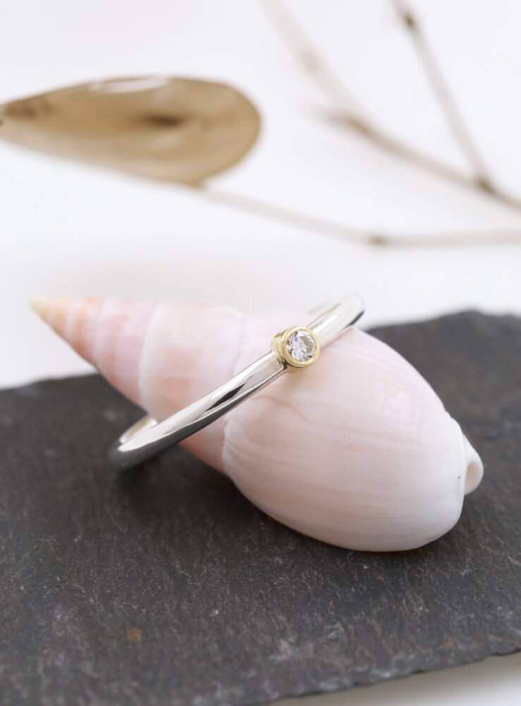 Ringlein 1: Bicolor Ring aus 925er Silber, 750er Gold und Diamant