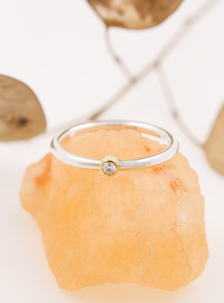 Ringlein 1: Bicolor Ring aus 925er Silber, 750er Gold und Diamant