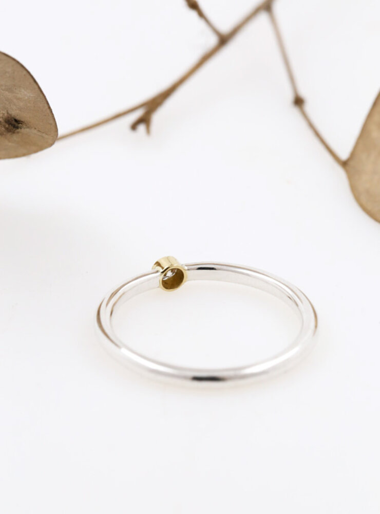 Ringlein 1: Bicolor Ring aus 925er Silber, 750er Gold und Diamant