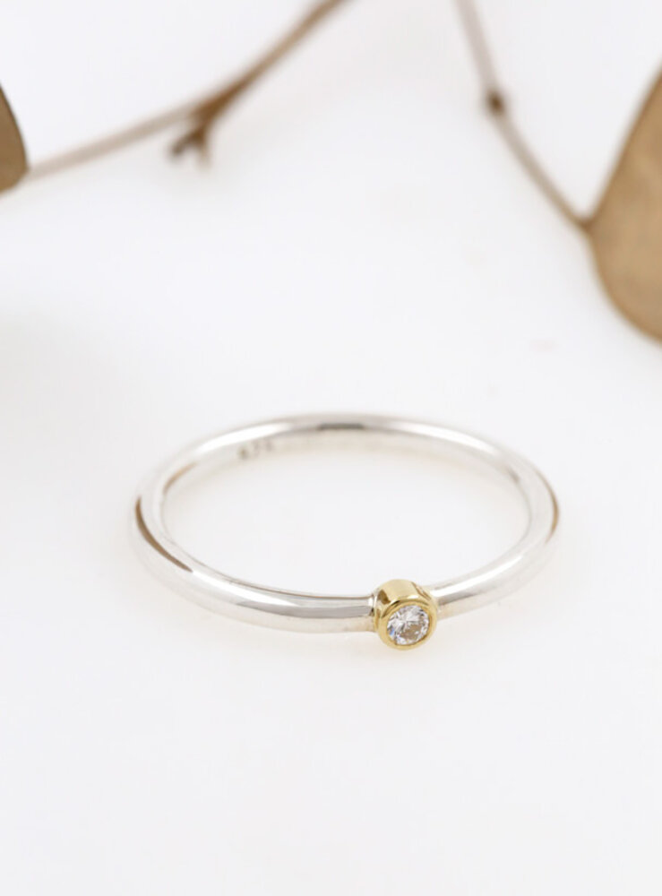 Ringlein 1: Bicolor Ring aus 925er Silber, 750er Gold und Diamant