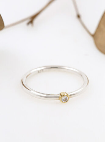 Ringlein 1: Bicolor Ring aus 925er Silber, 750er Gold und Diamant