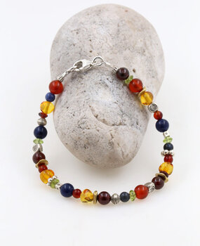 Armband Silber, Messing, farbige Edelsteine Armband Silber, Messing, farbige Edelsteine