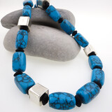 Halskette Türkis (synth.) Onyx Silber Halskette Türkis (synth.) Onyx Silber