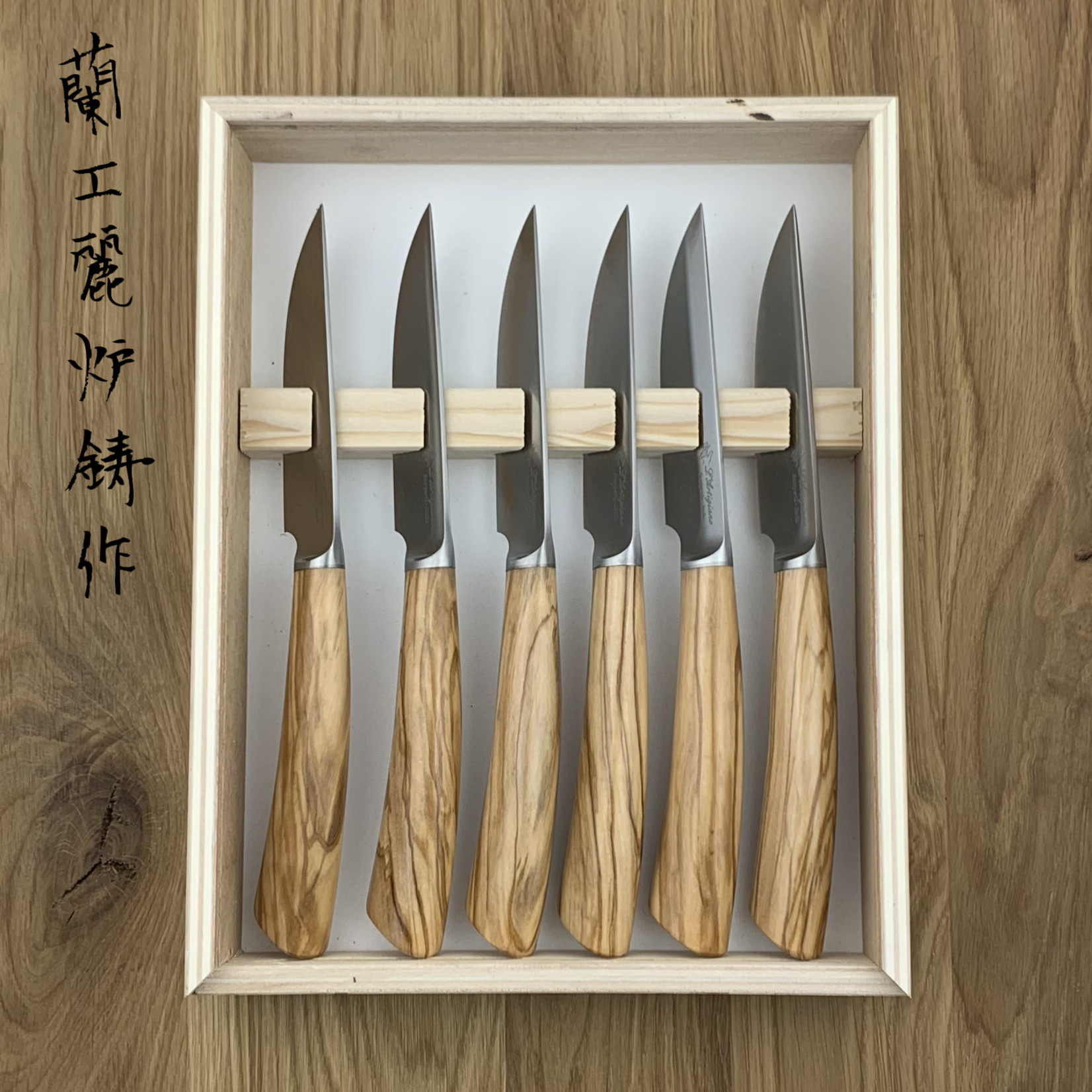 L'ARTIGIANO SCARPERIA Rustico steak knives set olive (6 items)