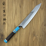 Yasuki White #2 Kandokoro Yanagiba K-Tip 240mm ebony blue mirror finish
