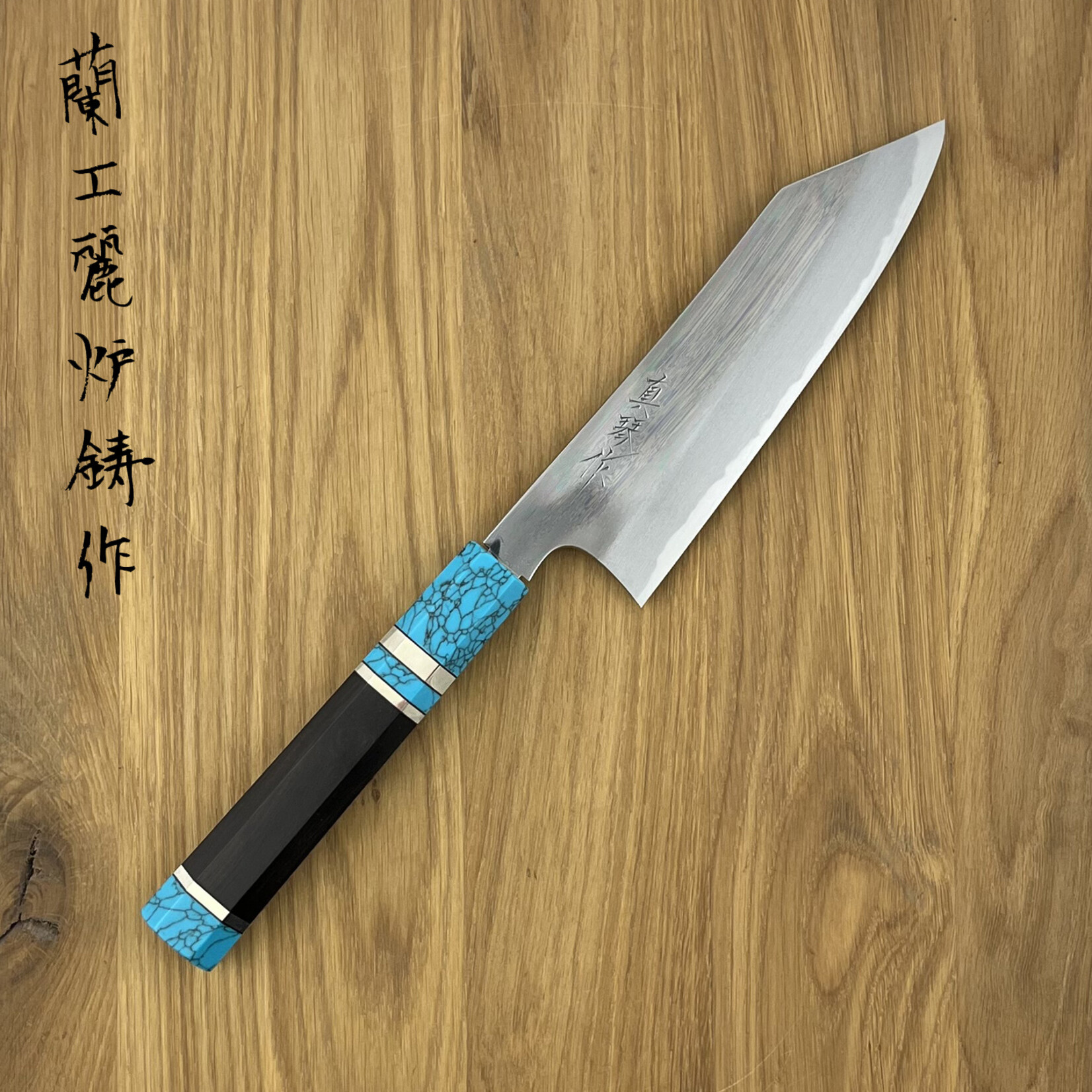 TADOKORO Yasuki White #2 Santoku 180mm ebony blue mirror finish