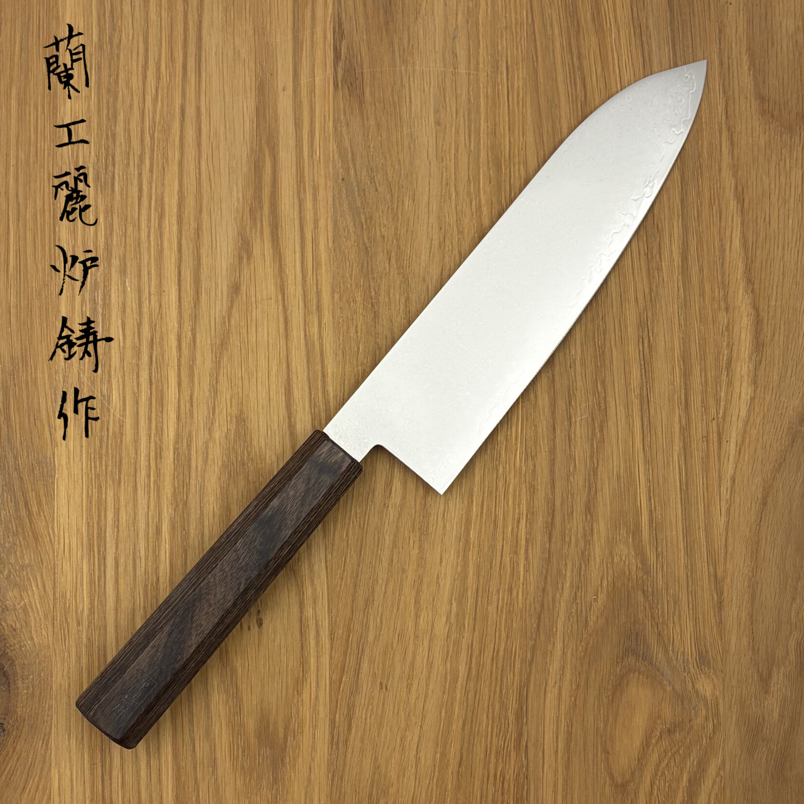 OEM ROOIJ VG10 Damascus Santoku 180mm bruin pakka 239226