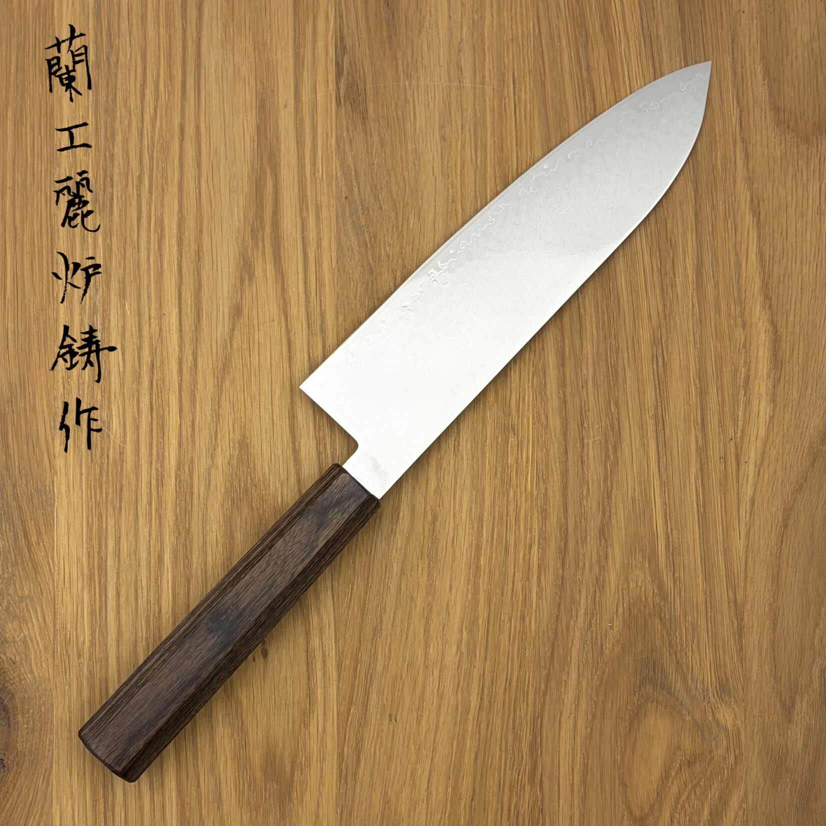 OEM ROOIJ VG10 Damascus Santoku 180mm bruin pakka 239226