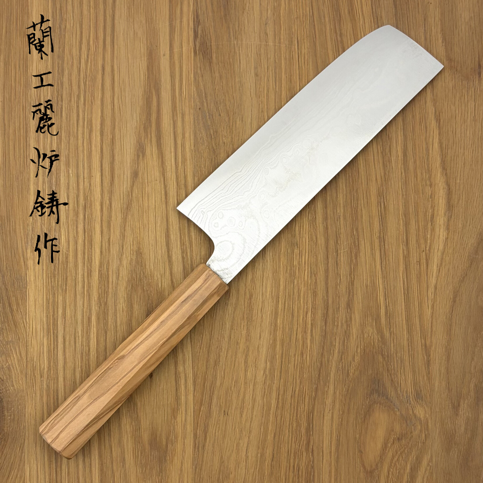 Keiichi Fujii Keiichi Fujii nikkel AUS10 damascus Nakiri 170mm WA-Olijf 4011