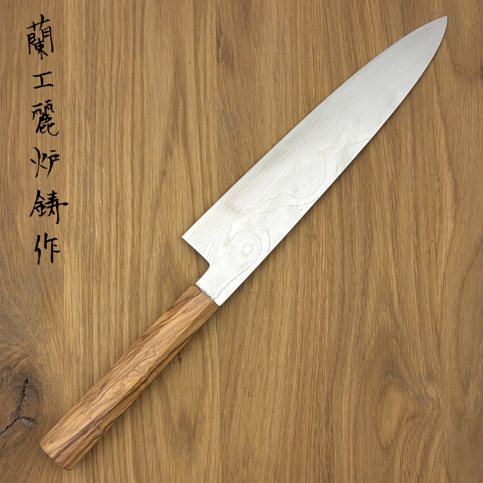Keiichi Fujii Keiichi Fujii nikkel AUS-10 damascus  Gyuto 240mm WA-Olijf 4010