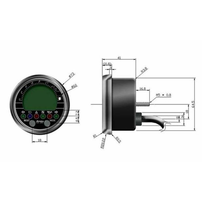 ACE-1500 Digitaler Motorrad Tachometer mit Balkengrafik