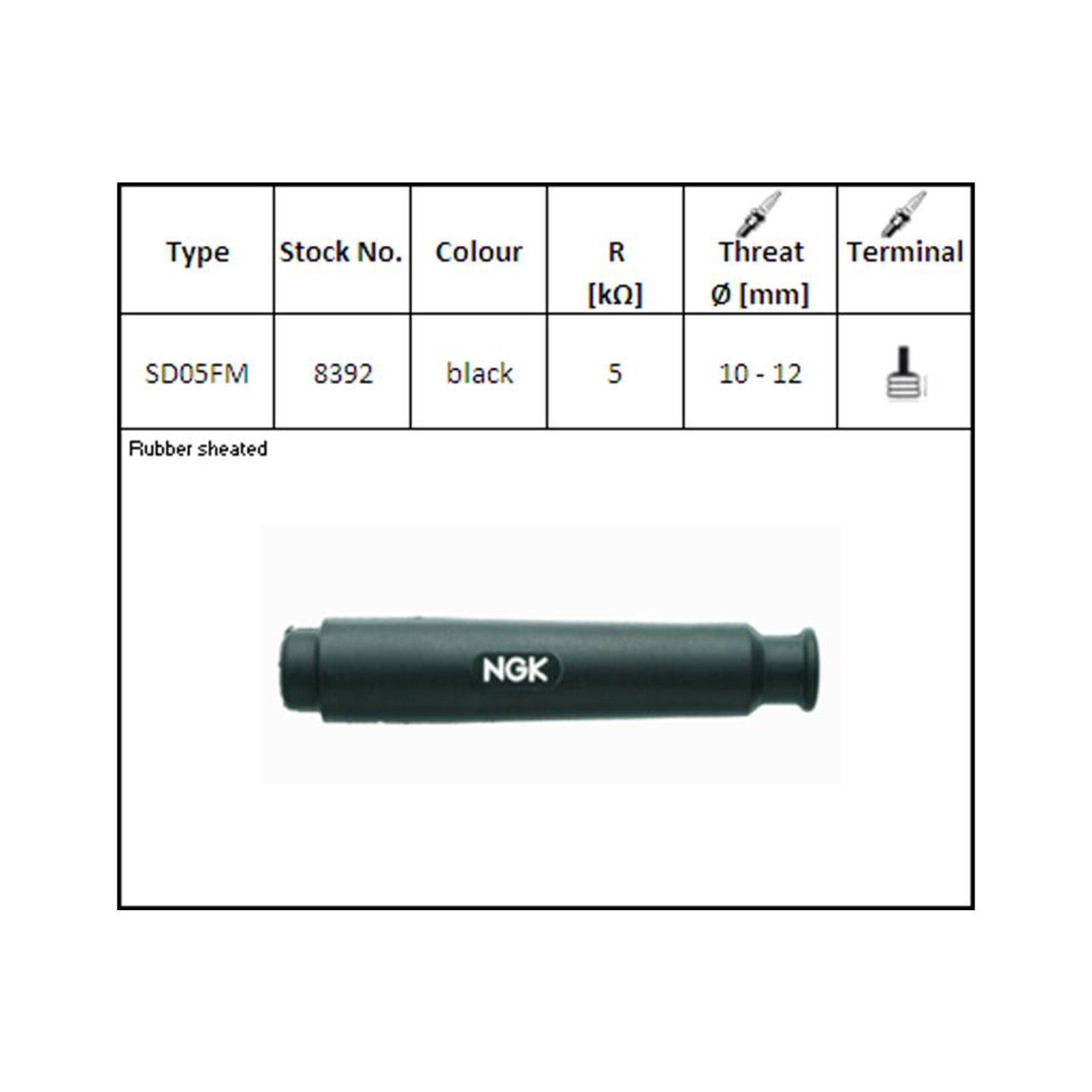 NGK NGK-Kerzenstecker SD-05 FM, gerade lang schwarz
