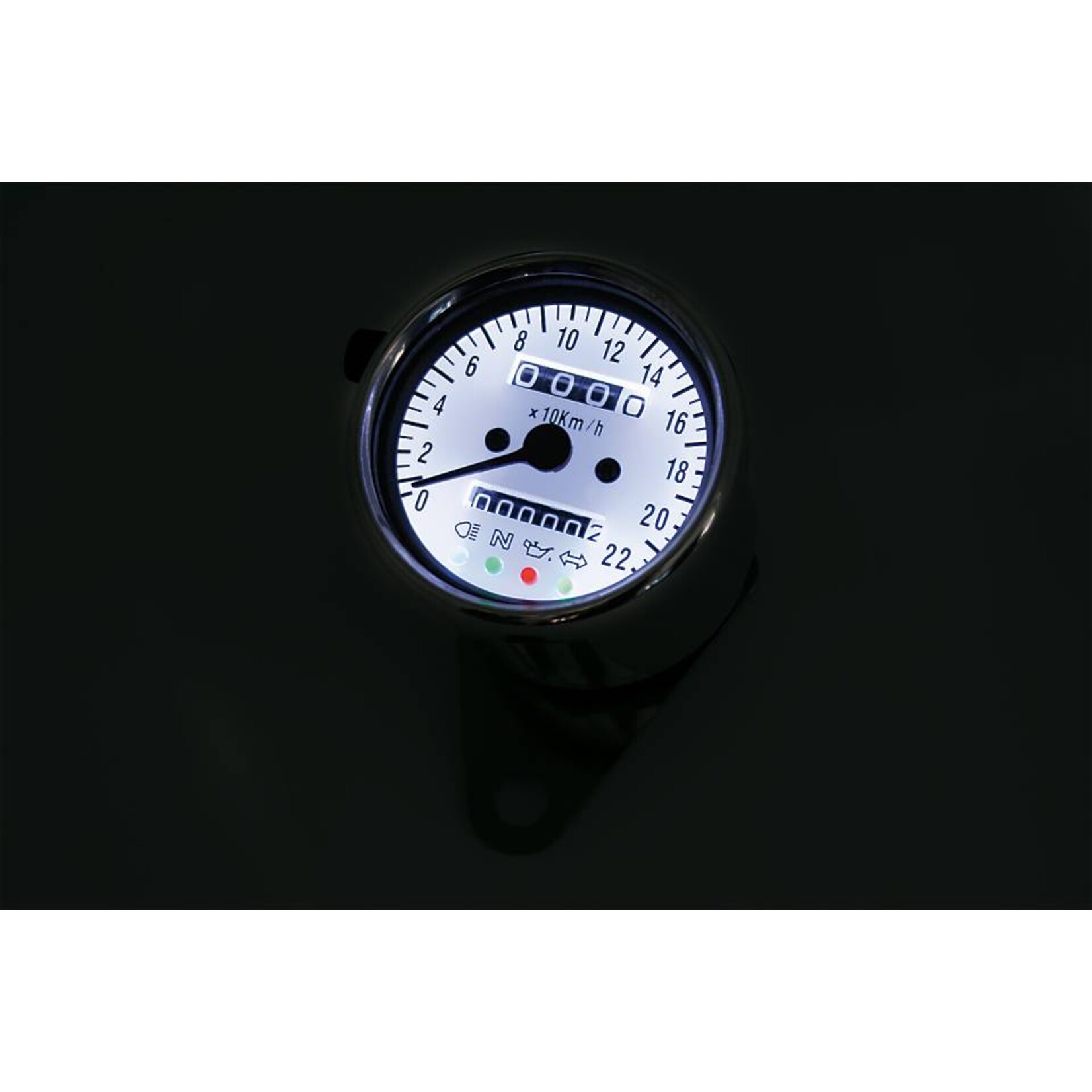 Edelstahl-Tacho, 1400 RPM, d 60 mm, Ziffernblatt weiss, weiss illuminierend