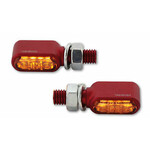 Highsider HIGHSIDER CNC LED Blinker LITTLE BRONX, rot, getöntes Glas, E-geprüft, Paar Paar
